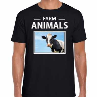 Koe foto t-shirt zwart voor heren - farm animals cadeau shirt koeien liefhebber