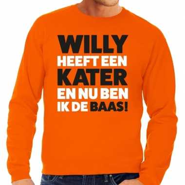 Koningsdag fun trui willy heeft een kater oranje heren