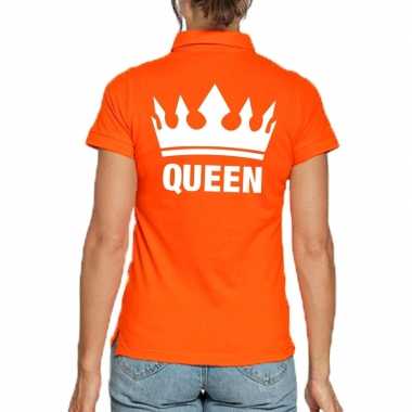 Koningsdag polo t-shirt oranje queen voor dames