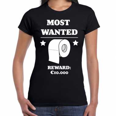 Most wanted toiletpaper reward 10000 euro t-shirt zwart voor dames