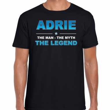 Naam adrie the man, the myth the legend shirt zwart cadeau shirt