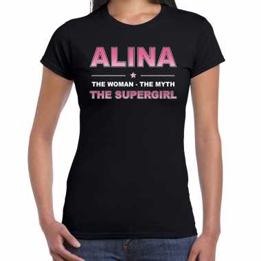Naam alina the women, the myth the supergril shirt zwart cadeau shirt
