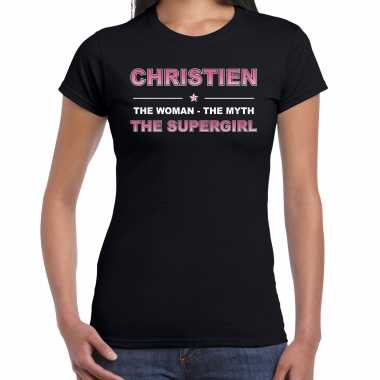 Naam christien the women, the myth the supergirl shirt zwart cadeau shirt