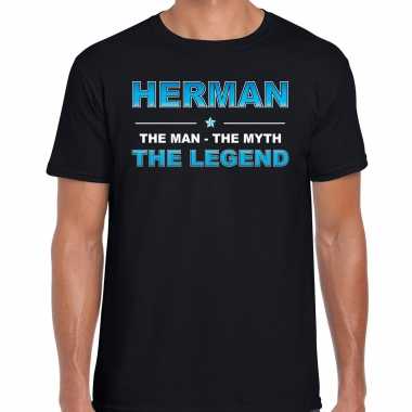 Naam herman the man, the myth the legend shirt zwart cadeau shirt