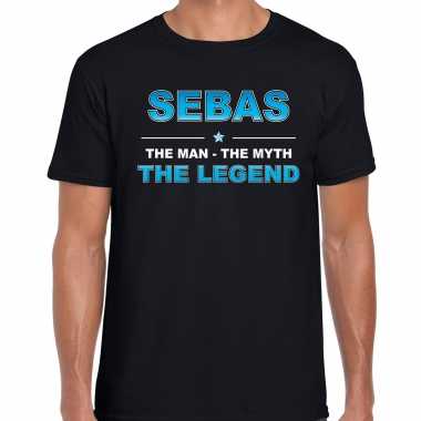 Naam sebas the man, the myth the legend shirt zwart cadeau shirt
