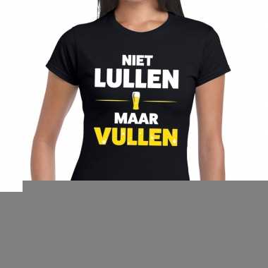 Niet lullen maar vullenfun t-shirt zwart voor dames