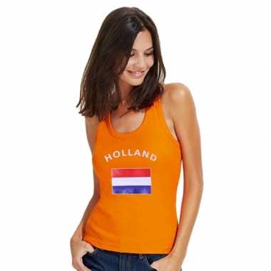 Oranje dames shirtje met Holland vlag