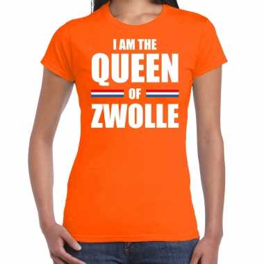 Oranje i am the queen of zwolle t-shirt - koningsdag shirt voor dames