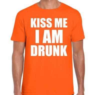 Oranje kiss me i am drunk shirt - koningsdag t-shirt voor heren