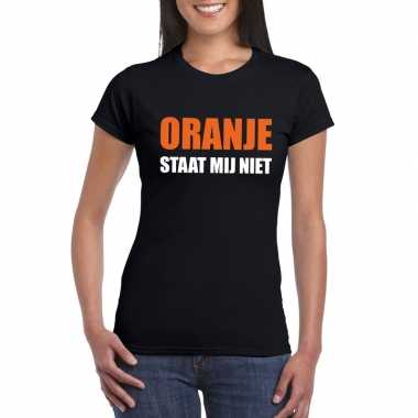 Oranje staat mij niet fun t-shirt voor dames zwart