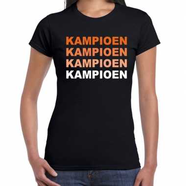 Oranje supporter kampioen shirt zwart voor dames