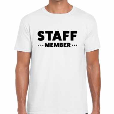 Personeel t-shirt wit met staff member bedrukking voor heren 10158998