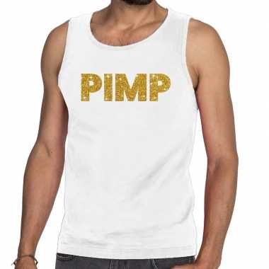 Pimp fun tanktop / mouwloos shirt wit voor heren