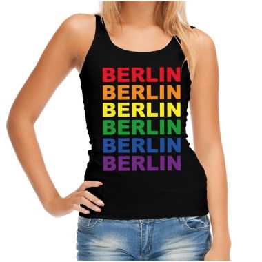 Regenboog berlin gay pride evenement tanktop voor dames zwart