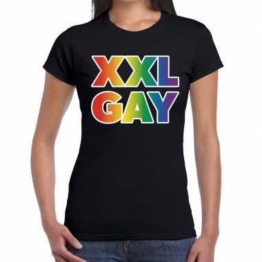Regenboog xxl gay pride evenement shirt voor dames zwart