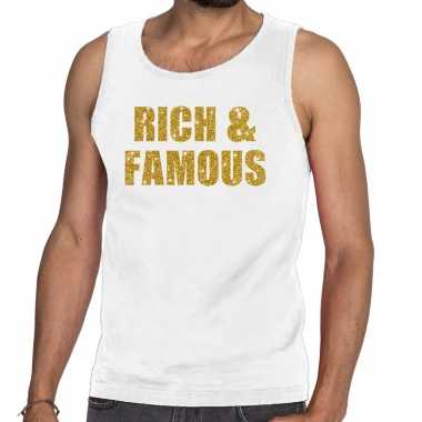 Rich and famous fun tanktop / mouwloos shirt wit voor heren