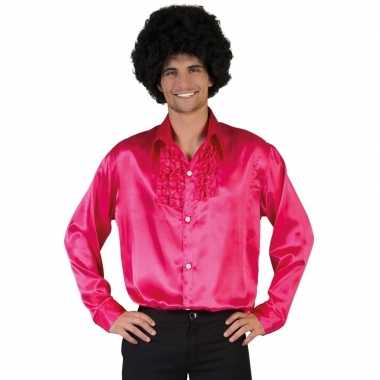Roze rouche overhemd voor heren