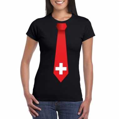 Shirt met zwitserland stropdas zwart dames