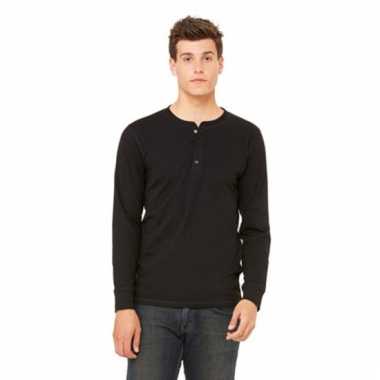 Shirt voor heren met lange mouw zwart
