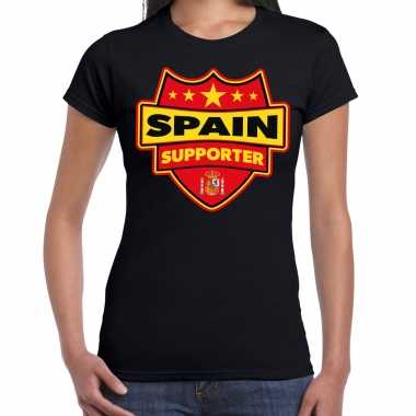 Spanje / spain supporter t-shirt zwart voor dames