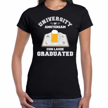 Studenten carnaval shirt zwart university of amsterdam afgestudeerd voor dames