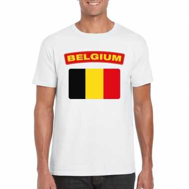 T-shirt belgische vlag wit heren
