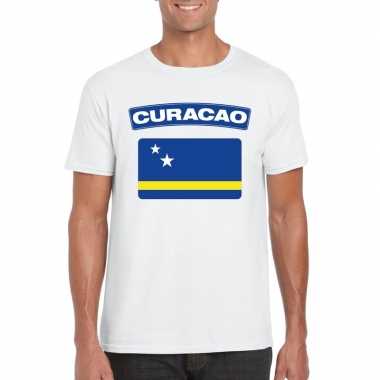 T-shirt curacaose vlag wit heren