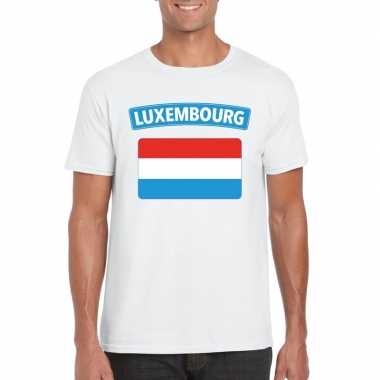 T-shirt luxemburgse vlag wit heren
