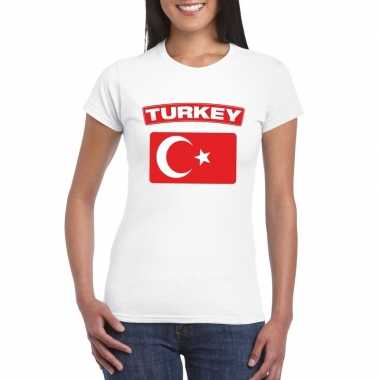 T-shirt turkse vlag wit dames