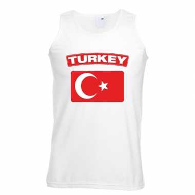 Turkije vlag mouwloos shirt wit heren