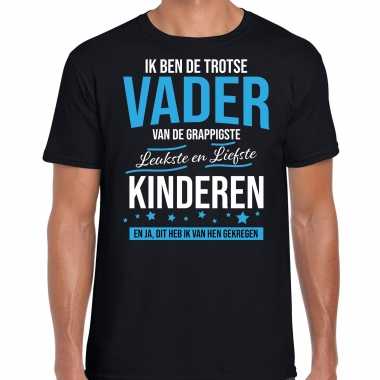 Vader is trots op kinderen fun kado shirt zwart voor heren