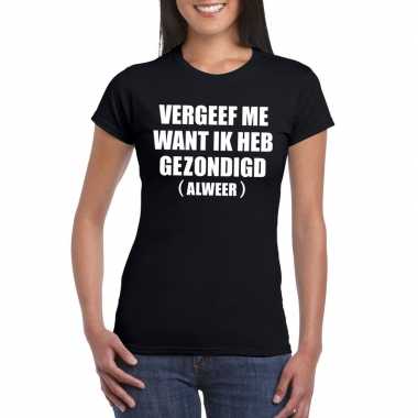 Vergeef me ik heb gezondigd fun t-shirt voor dames zwart