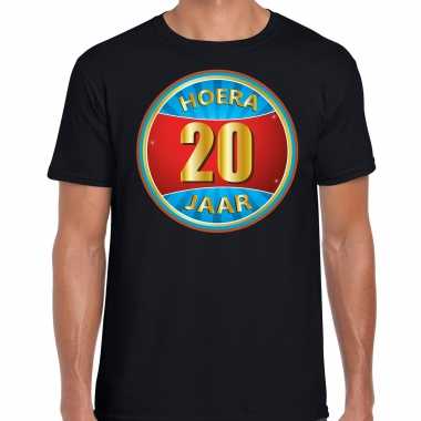 Verjaardagscadeau shirt hoera 20 jaar voor zwart voor heren