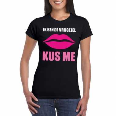 Wonderbaar Vrijgezellenfeest bruid t-shirt zwart kus me dames | T-shirt-s.nl PS-79