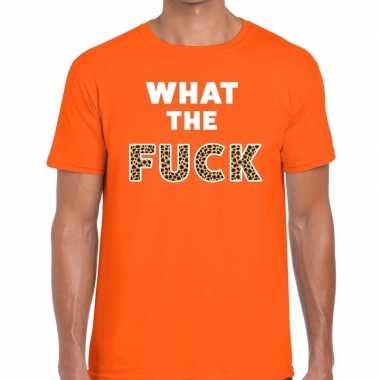 What the fuck fun t-shirt oranje voor heren