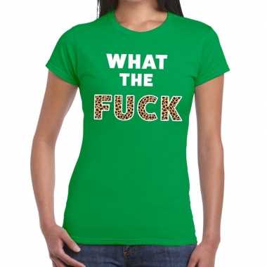 What the fuck tijger print fun t-shirt groen voor dames