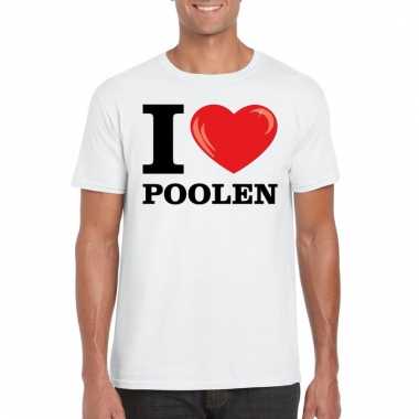Wit i love poolen t-shirt heren