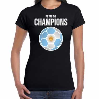Wk voetbal shirt argentinie fan we are the champions zwart voor dames