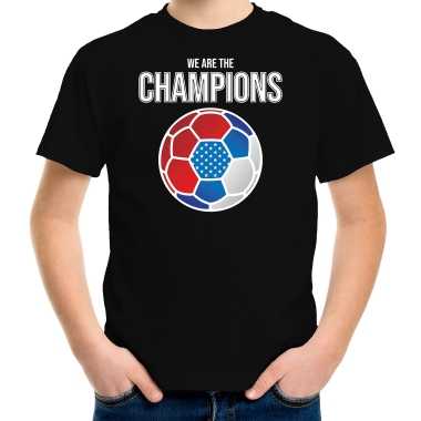 Wk voetbal shirt usa fan we are the champions zwart voor kinderen
