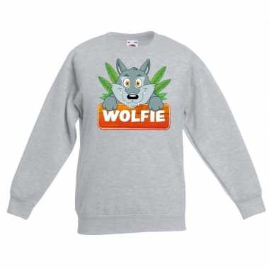 Wolven dieren sweater grijs voor kinderen