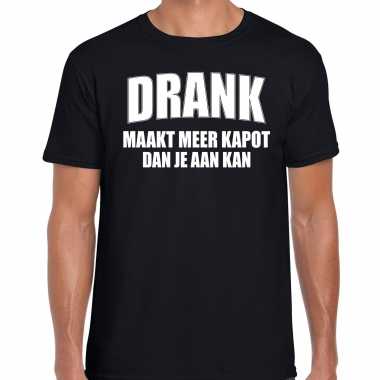 Zwart fun t-shirt drank maakt meer kapot dan je aan kan voor heren