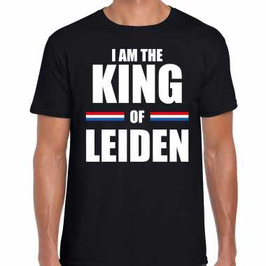 Zwart i am the king of leiden t-shirt - koningsdag shirt voor heren