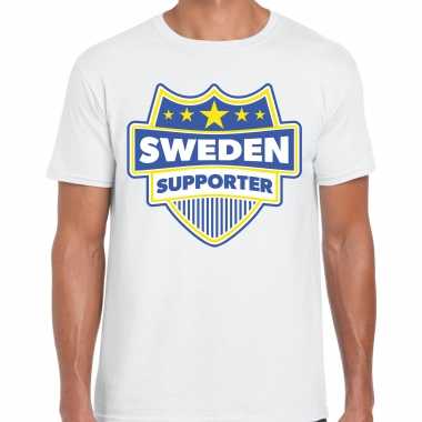Zweden / sweden supporter t-shirt wit voor heren