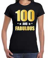 100 and fabulous verjaardag cadeau shirt kleding 100 jaar zwart met goud voor dames