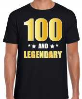 100 and legendary verjaardag cadeau shirt kleding 100 jaar zwart met goud voor heren