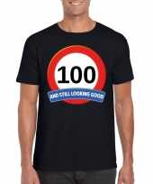 100 jaar verkeersbord t-shirt zwart volwassenen