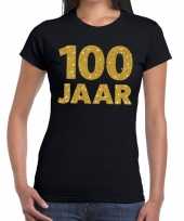 100e verjaardag cadeau t shirt zwart met goud voor dames