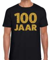 100e verjaardag cadeau t shirt zwart met goud voor heren