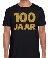 100e verjaardag cadeau t-shirt zwart met goud voor heren