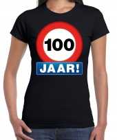 100e verjaardag stopbord shirt kleding 100 jaar zwart voor dames